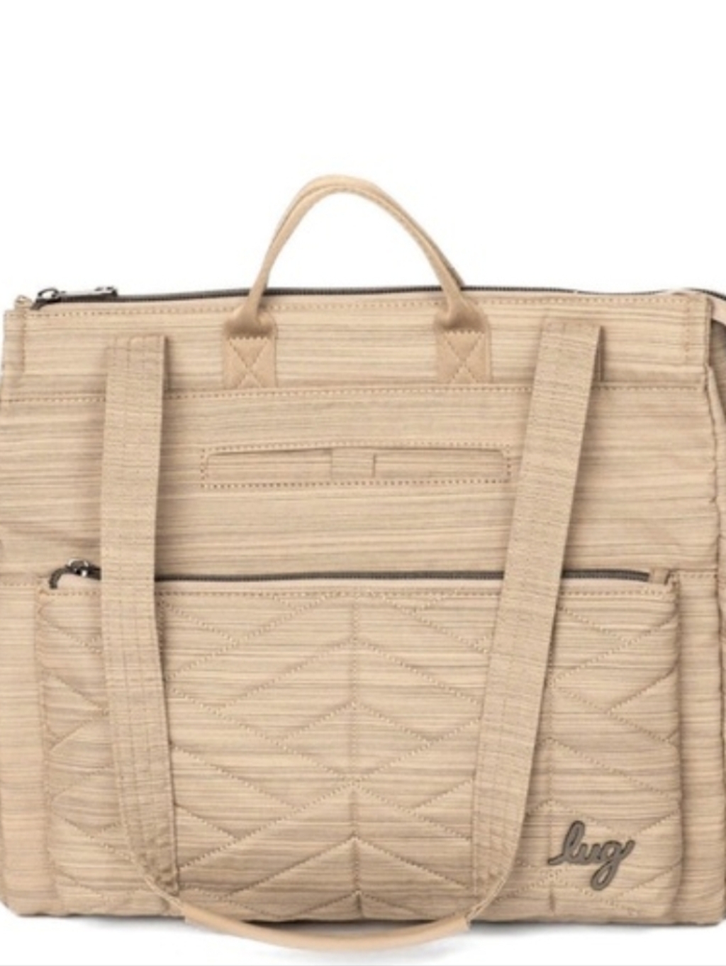 Lug Quilted Beige/Tan Laptop Tote